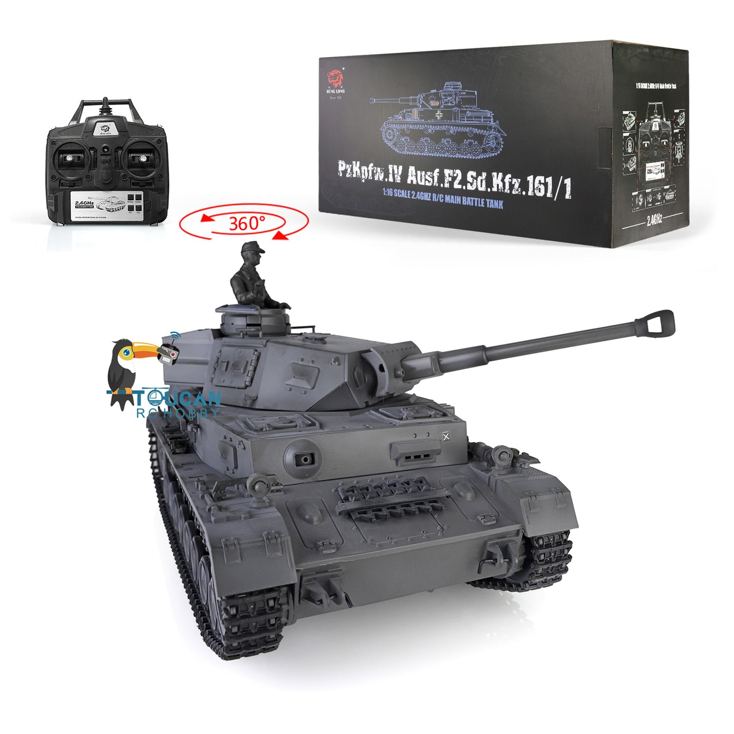 Henglong 1/16 TK7.0 Radio Control Tank Model 3859 RC Plastic German Panzer IV F2 w/ 360 Degrees Rotating Turret Infrared Battle System