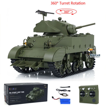 1/16 Scale RTR Tank US Stuart M5A1 British VI Light Tank High Speed Sound Lights Barrel Recoils With LED Light Flash