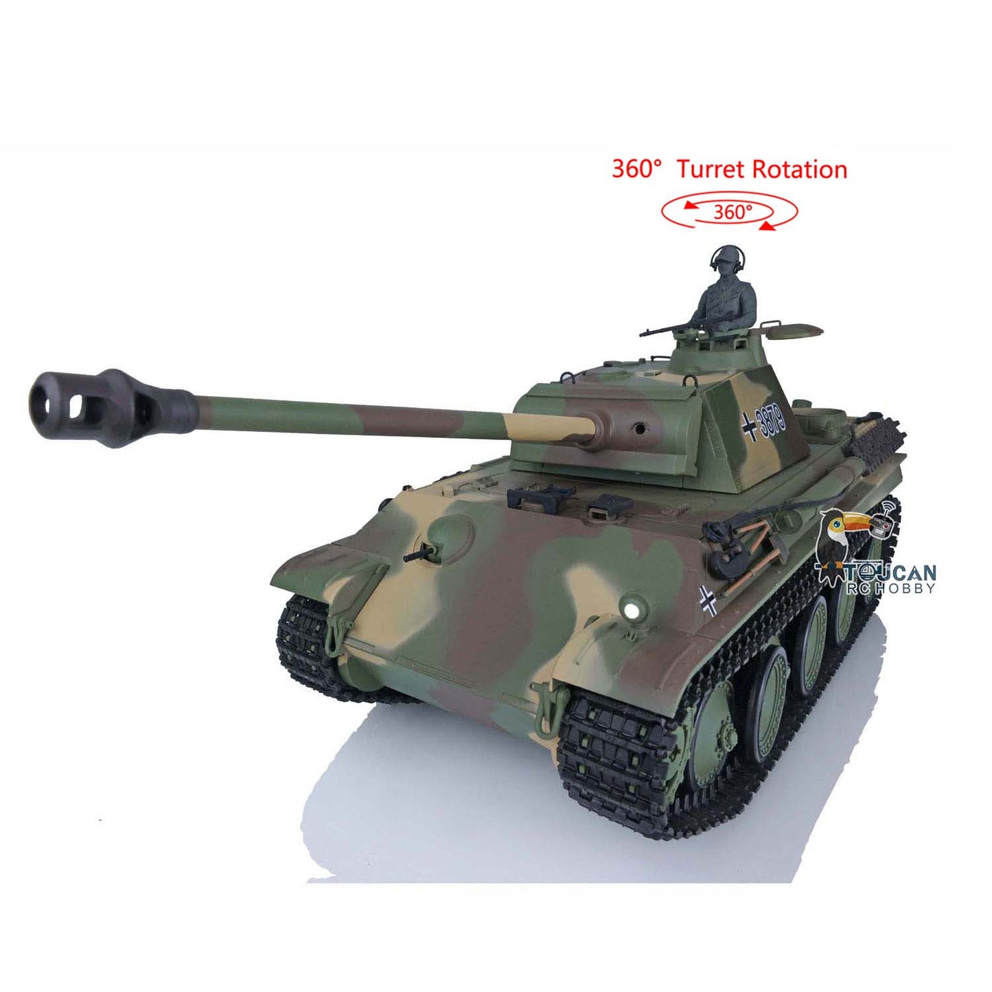 Henglong 1/16 TK7.0 RC Tank Plastic German Panther G 3879 RTR BB Shooting Tank w/ 360 Degrees Rotating Turret Infrared Battle System