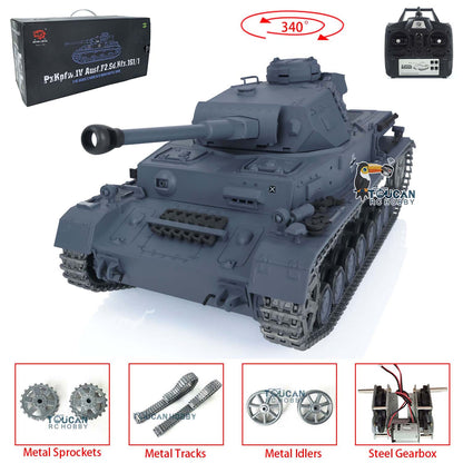 Henglong 1/16 TK7.0 Upgraded German Panzer IV F2 RTR RC Tank 3859 w/ Metal Tracks Idler Sprocket Wheels Smoking Gearbox Sound Effect