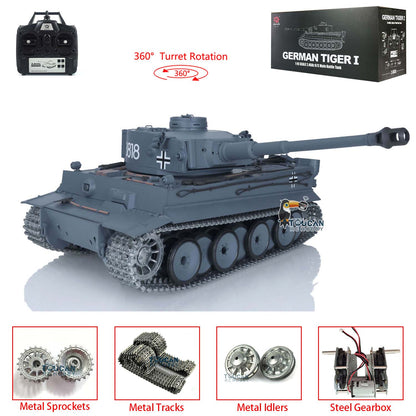 Henglong 1/16 Upgraded German Tank 3818 Radio Control Tiger I RC Tank TK7.0 W/ 360 Degrees Rotating Turret Metal Idler Sprocket