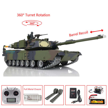 Heng Long 1/16 RTR RC Tank Model 3918 M1A2 Abrams Full Metal Painted Chassis TK16 IR Version Smoke Upper Hull FS I6S 360 Turret