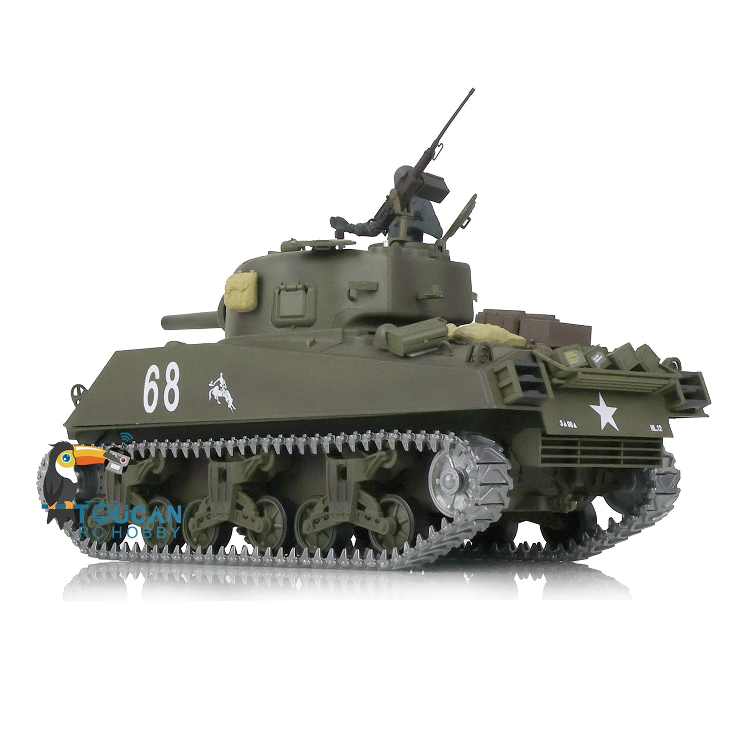 Henglong 1/16 TK7.0 Upgraded M4A3 Sherman Radio Control Tank Model 3898 360 Degrees Rotating Turret BB Shooting Sound Effect