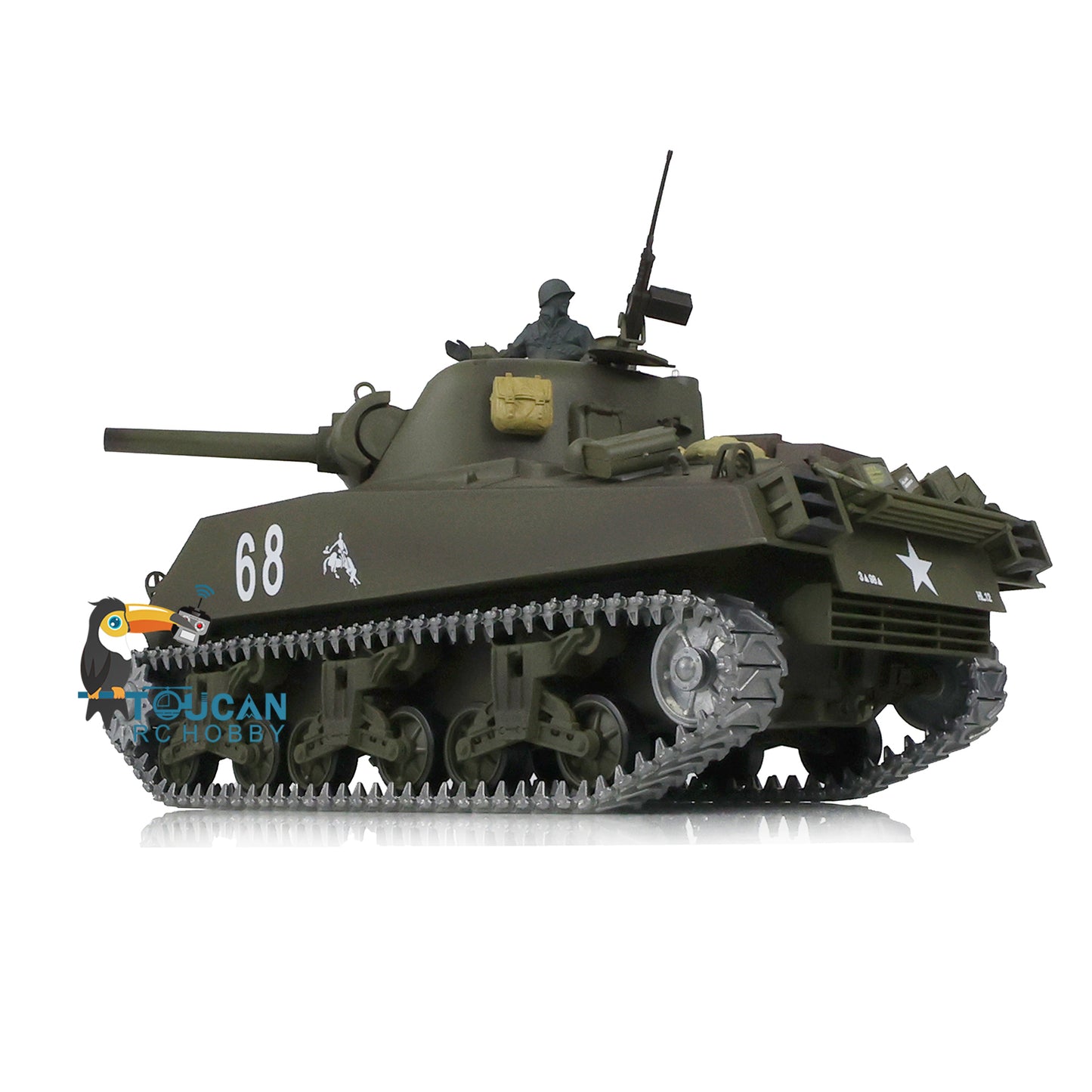 Henglong 1/16 FPV TK7.0 M4A3 Sherman RTR RC Tank Model 3898 w/ 360 Degrees Rotating Turret FPV Camera Metal Tracks Engine Sound