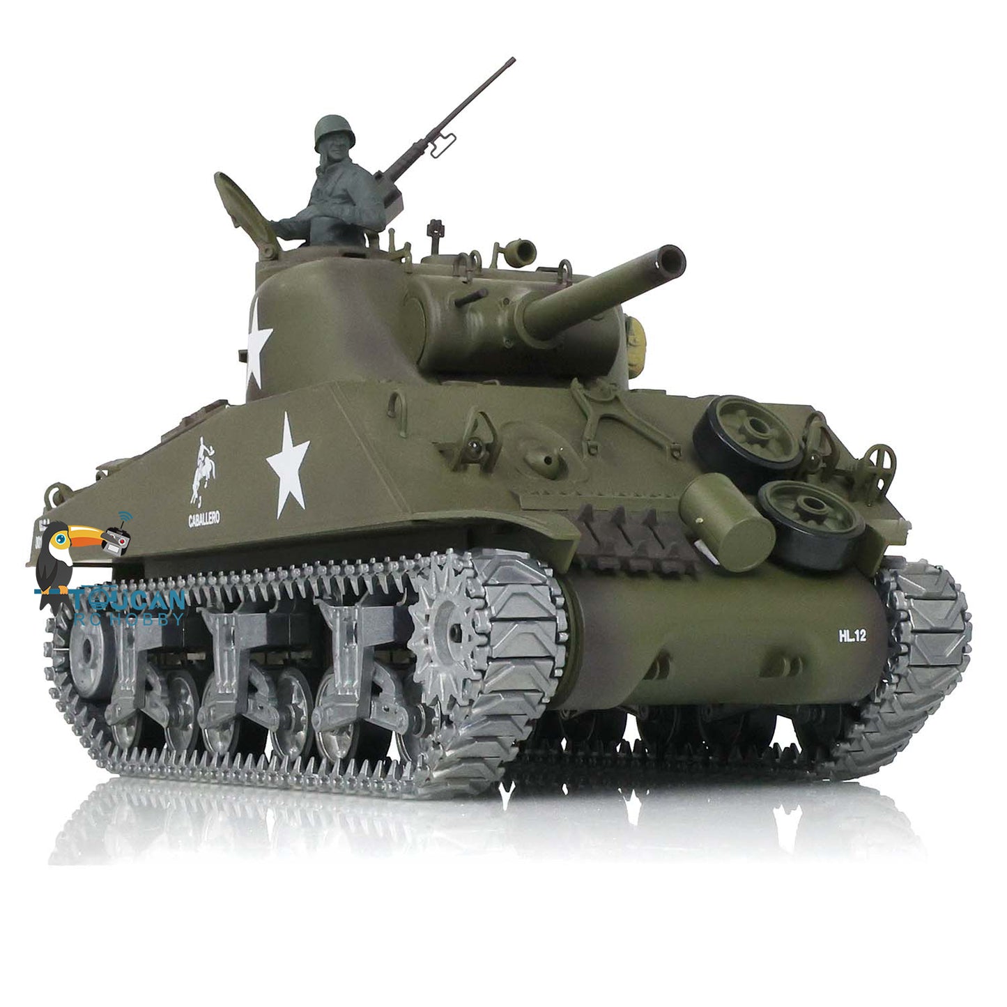 Henglong 1/16 RC Tank Customized TK7.0 M4A3 Sherman Remote Control Tank 3898 w/ 360 Degrees Rotating Turret Metal Road Wheel Tracks