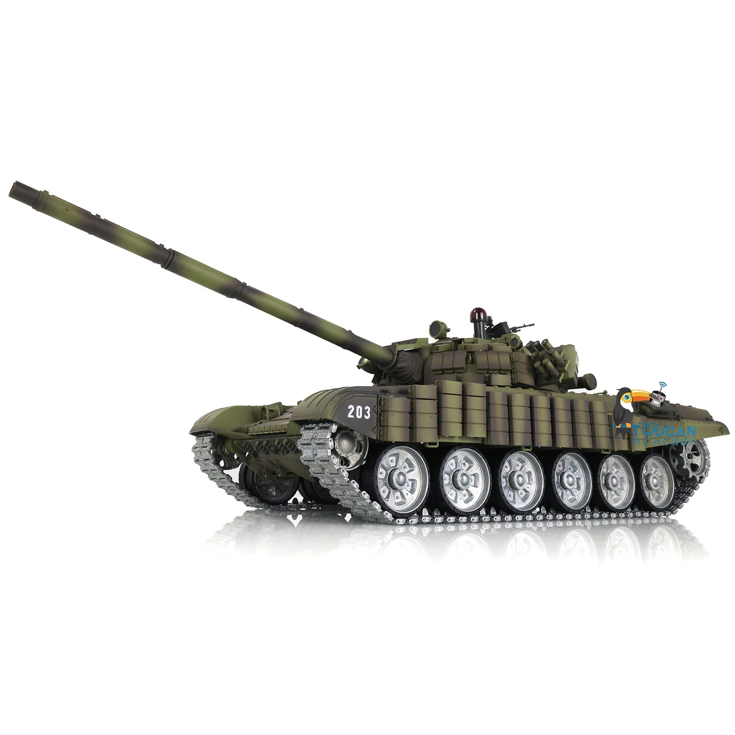 Heng Long Russia T72 RC Tank 3939 360 Turret 1:16 TK7.0 Metal Tracks Linkages Red Eyes Smoke Unit Infrared Combating System