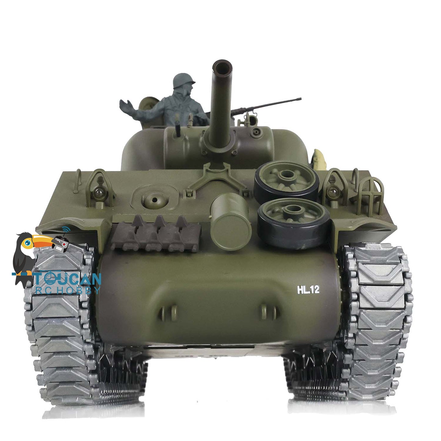 Henglong 1/16 Customized RC Tank Model TK7.0 M4A3 Sherman Remote Control Tank Model 3898 360 Degrees Rotating Turret Metal Road Wheels