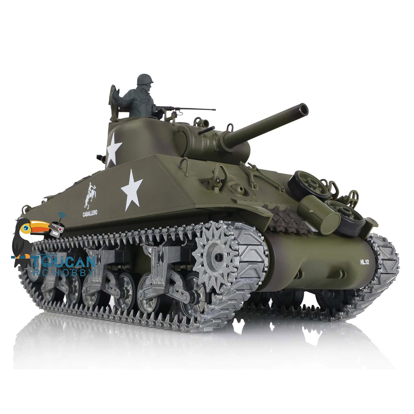 Henglong 1/16 Customized RC Tank Model TK7.0 M4A3 Sherman Remote Control Tank Model 3898 360 Degrees Rotating Turret Metal Road Wheels