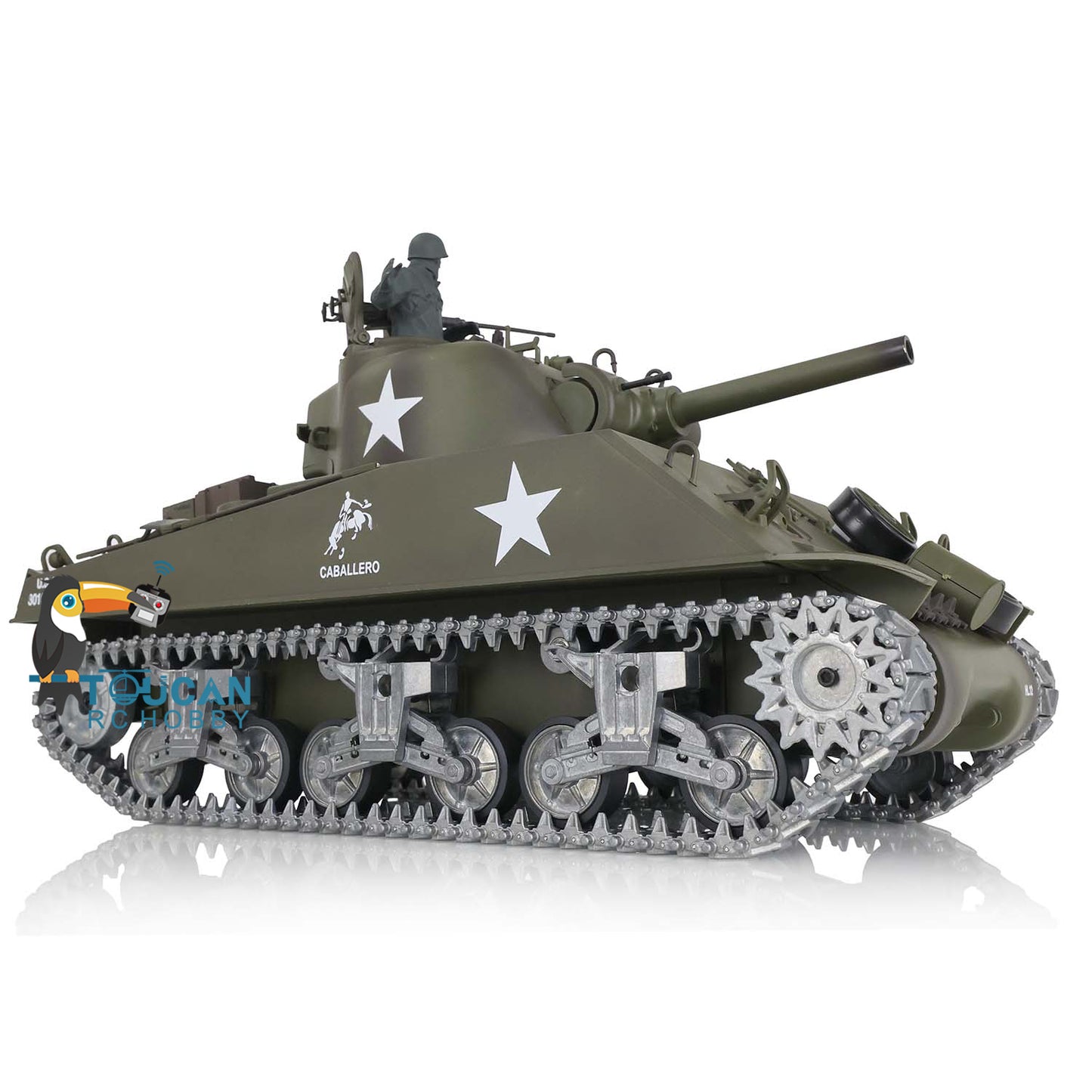 Henglong 1/16 RC Tank Customized TK7.0 M4A3 Sherman Remote Control Tank 3898 w/ 360 Degrees Rotating Turret Metal Road Wheel Tracks