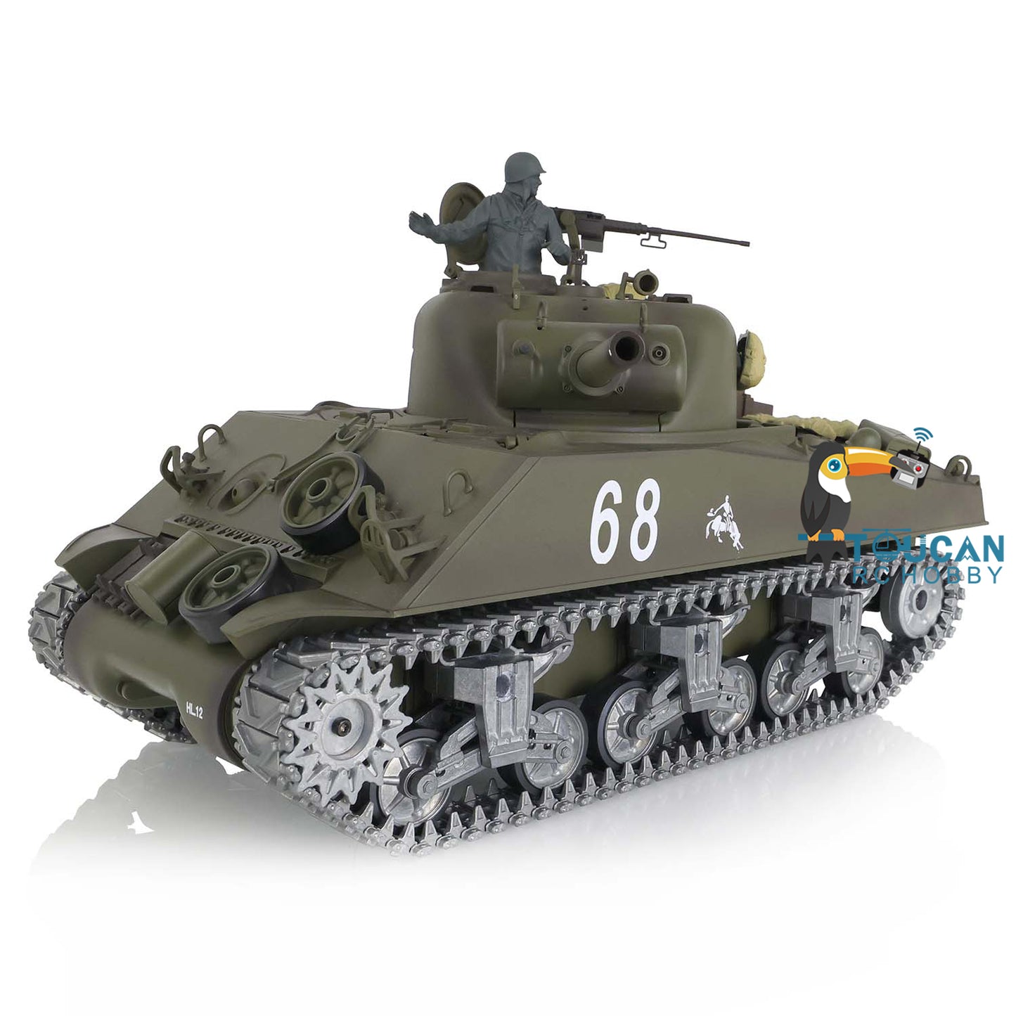 Henglong 1/16 RC Tank Customized TK7.0 M4A3 Sherman Remote Control Tank 3898 w/ 360 Degrees Rotating Turret Metal Road Wheel Tracks