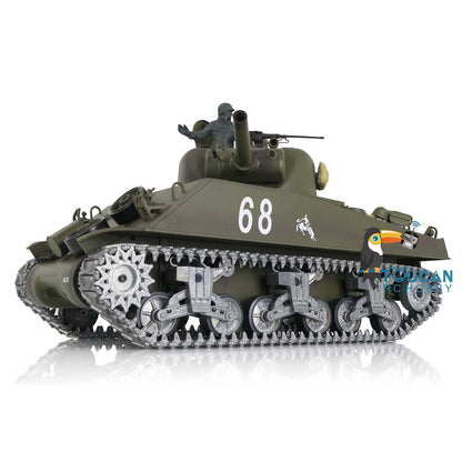 Henglong 1/16 Customized RC Tank Model TK7.0 M4A3 Sherman Remote Control Tank Model 3898 360 Degrees Rotating Turret Metal Road Wheels