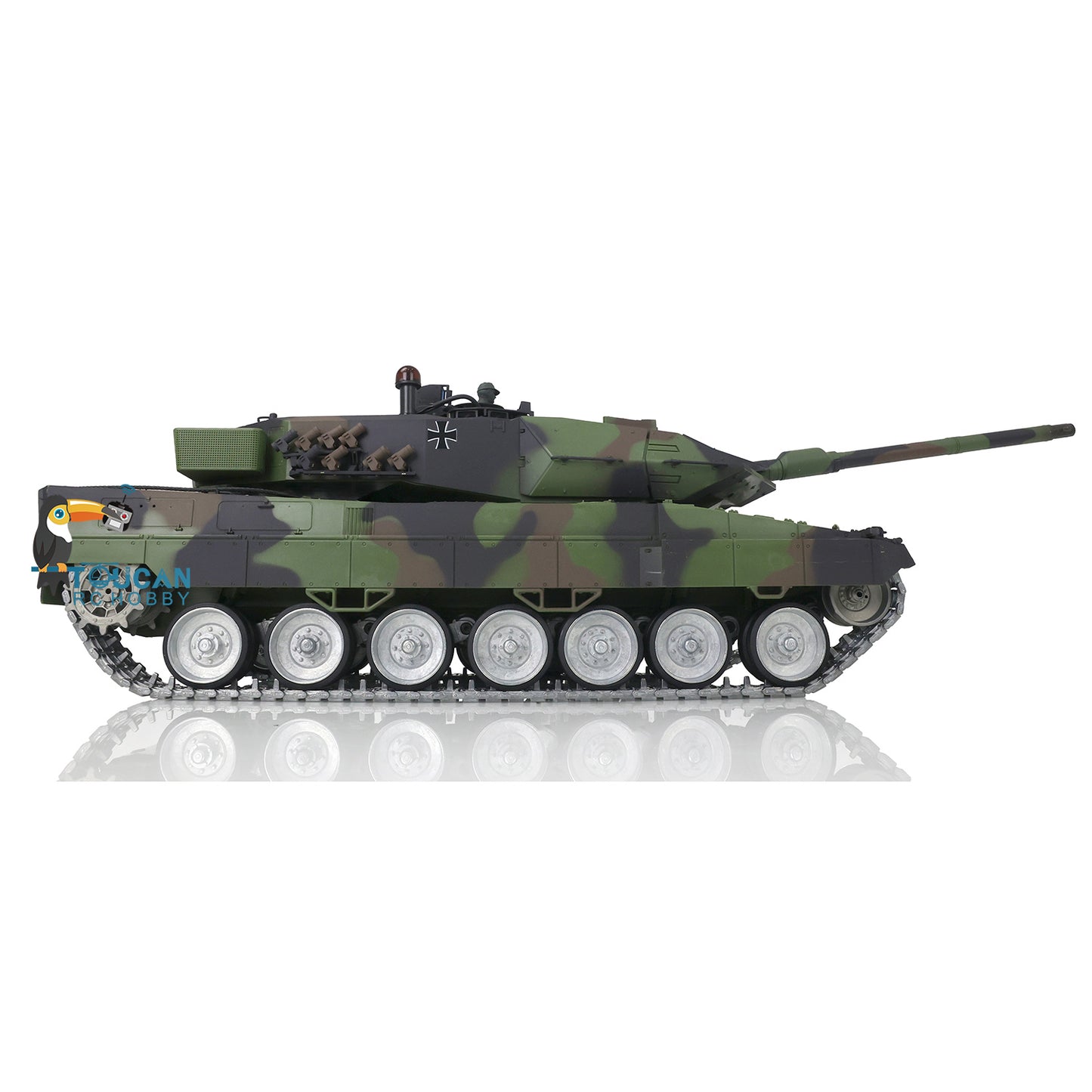 Henglong 1/16 TK7.0 Customized Leopard2A6 RC Tank Model 3889 w/ Metal Tracks Road Wheels 360 Degrees Rotating Turret Engine Sound