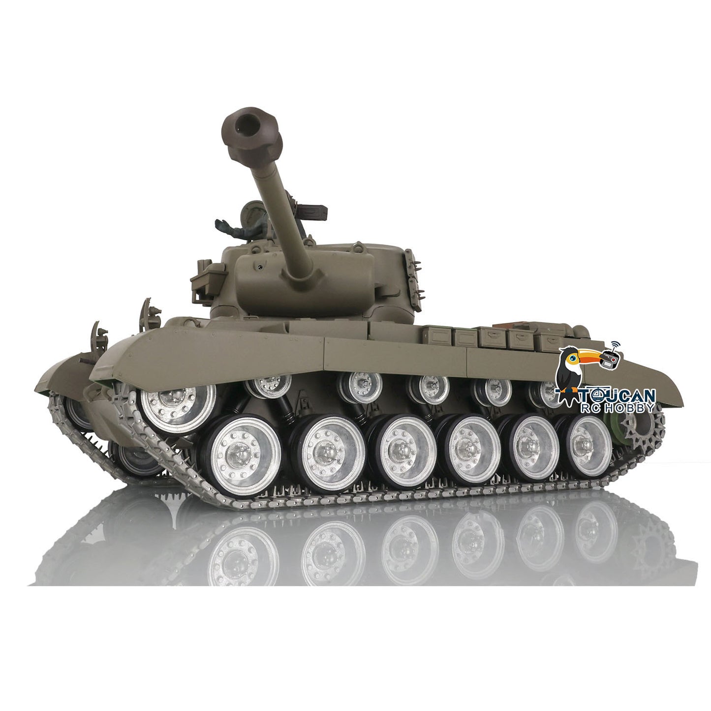 Henglong 1/16 TK7.0 Customized M26 Pershing RTR RC Tank 3838 w/ 360 Degrees Rotating Turret Metal Tracks Sprocket Road Wheels Smoking