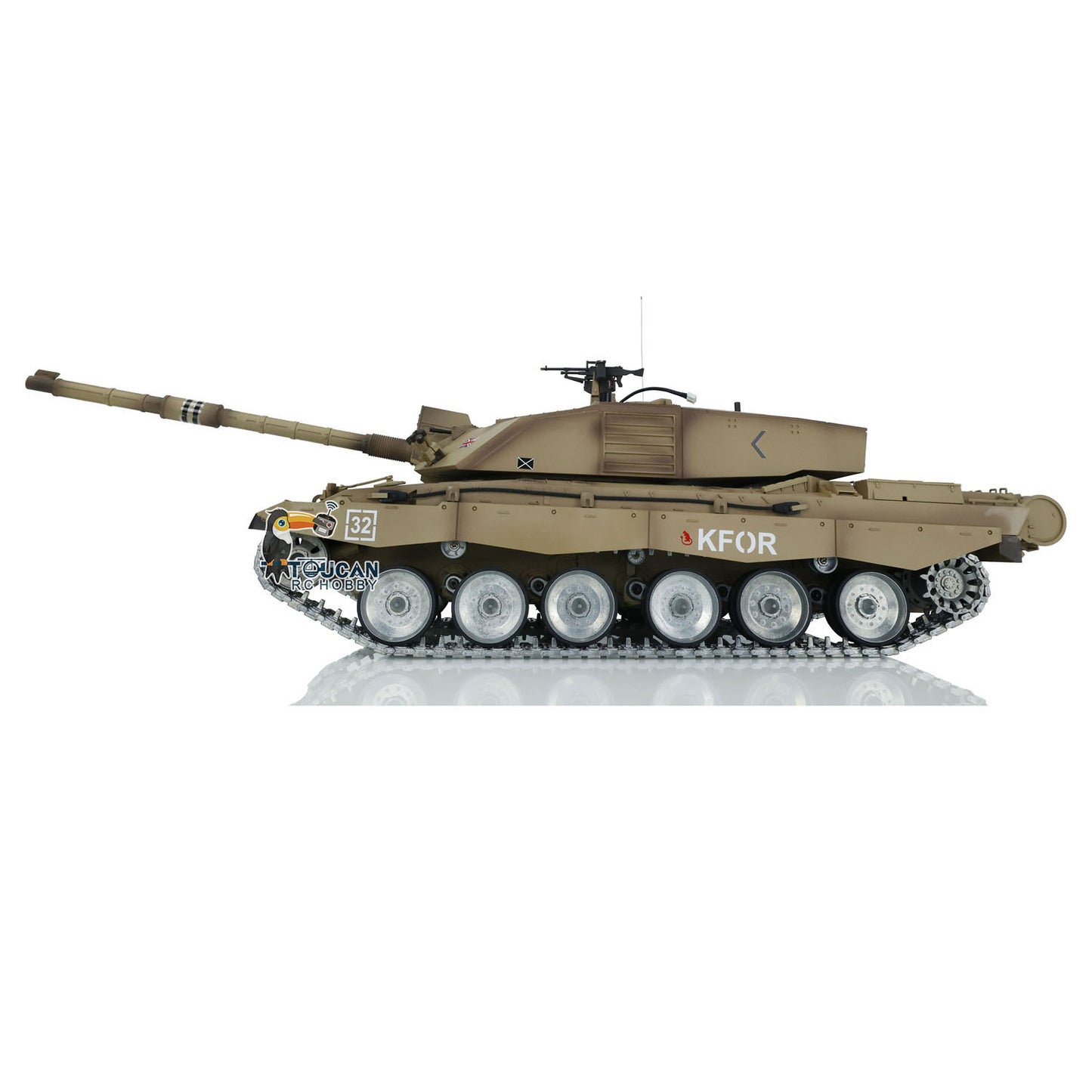 Henglong 1/16 Scale 7.0 British Challenger II RC Tank 3908 RTR 360 Degrees Turret Motor Gearbox Metal Tracks W/ Rubber Pads Wheels