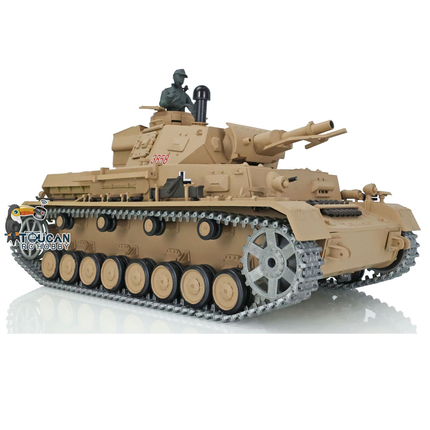 Henglong 1/16 TK7.0 RC Tank 3858 Panzer IV F Radio Control Upgraded Tank W/ 360 Degrees Rotating Turret Metal Tracks Idler Sprocket