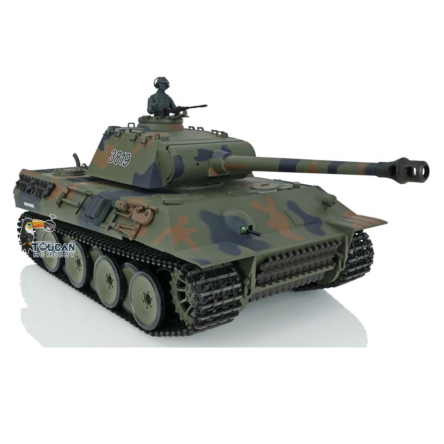 2.4Ghz Henglong 1/16 TK7.0 Plastic German Panther RTR RC Tank 3819 w/ 360 Degrees Rotating Turret Sound Effect Outdoor Tank for Boys