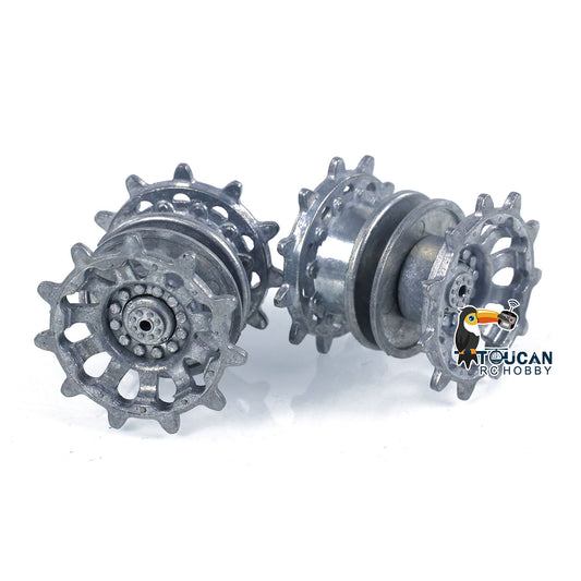 1 Pair Metal Sprockets Driving Wheels With Wheel Caps for 1/16 Heng Long RC Tank British Challenger II 3908 Accessories