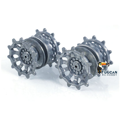 1 Pair Metal Sprockets Driving Wheels With Wheel Caps for 1/16 Heng Long RC Tank British Challenger II 3908 Accessories