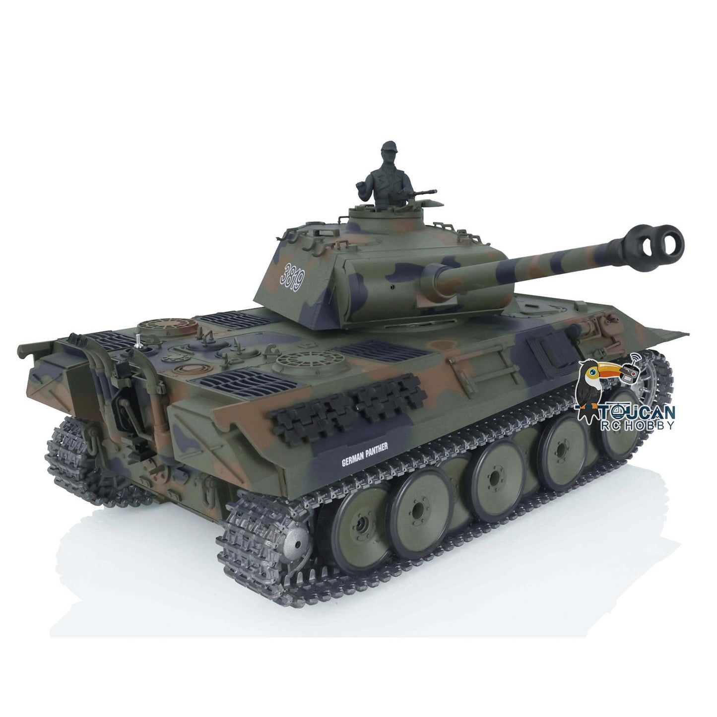 Henglong 1/16 TK7.0 Upgraded German Panther RTR RC Tank Model 3819 w/ FPV 360 Degrees Rotating Turret Metal Tracks Engine Sound