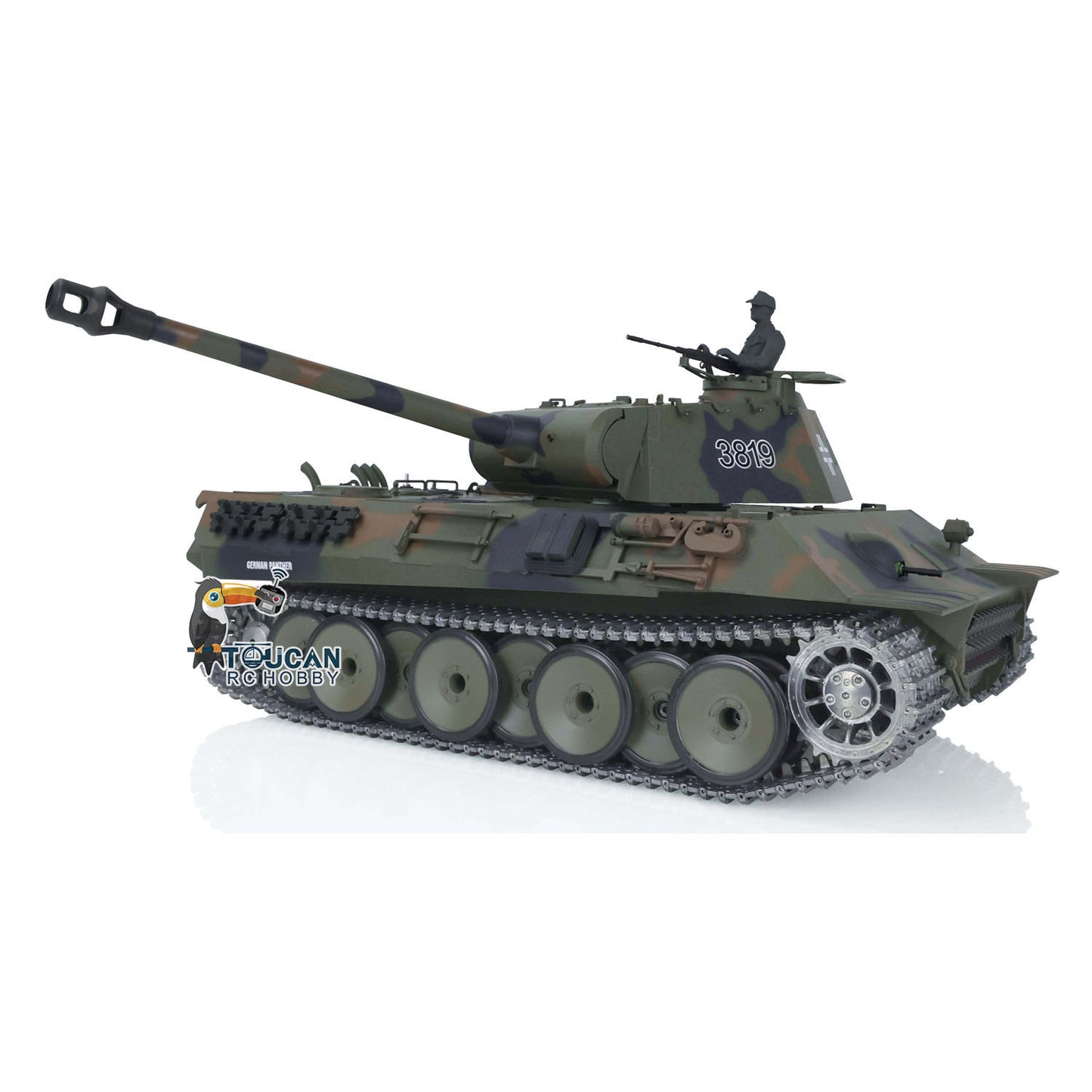 Henglong 1/16 TK7.0 Upgraded German Panther RTR RC Tank Model 3819 w/ FPV 360 Degrees Rotating Turret Metal Tracks Engine Sound