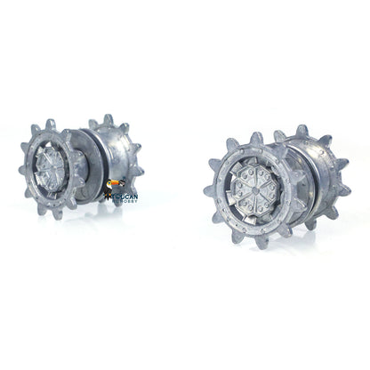 1Pair Metal Idler Wheels 1Pair Driving Sprockets Wheels for Heng Long 1/16 2.4Ghz Leopard2A6 3889 RC Tank Replacements Parts