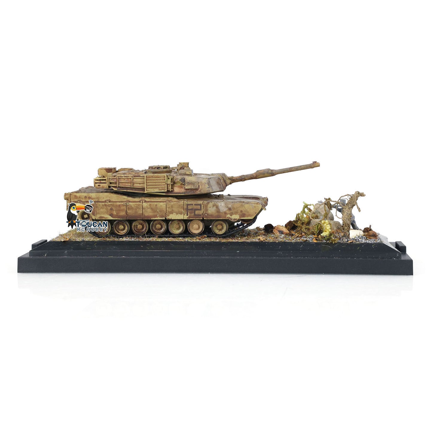 Henglong 1/72 Scale Weathered Effect US Abrams M1A2 Tank 3918 Static Model Without Radio Sounds Smoke Military Vehicle Model Toy