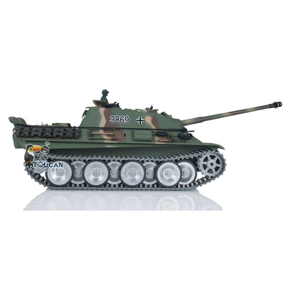 Henglong 1/16 TK7.0 Customized Radio Control Tank 3869 Jadpanther RTR RC Tank w/ Metal Road Wheel Tracks Idler Sprocket Wheel Smoking