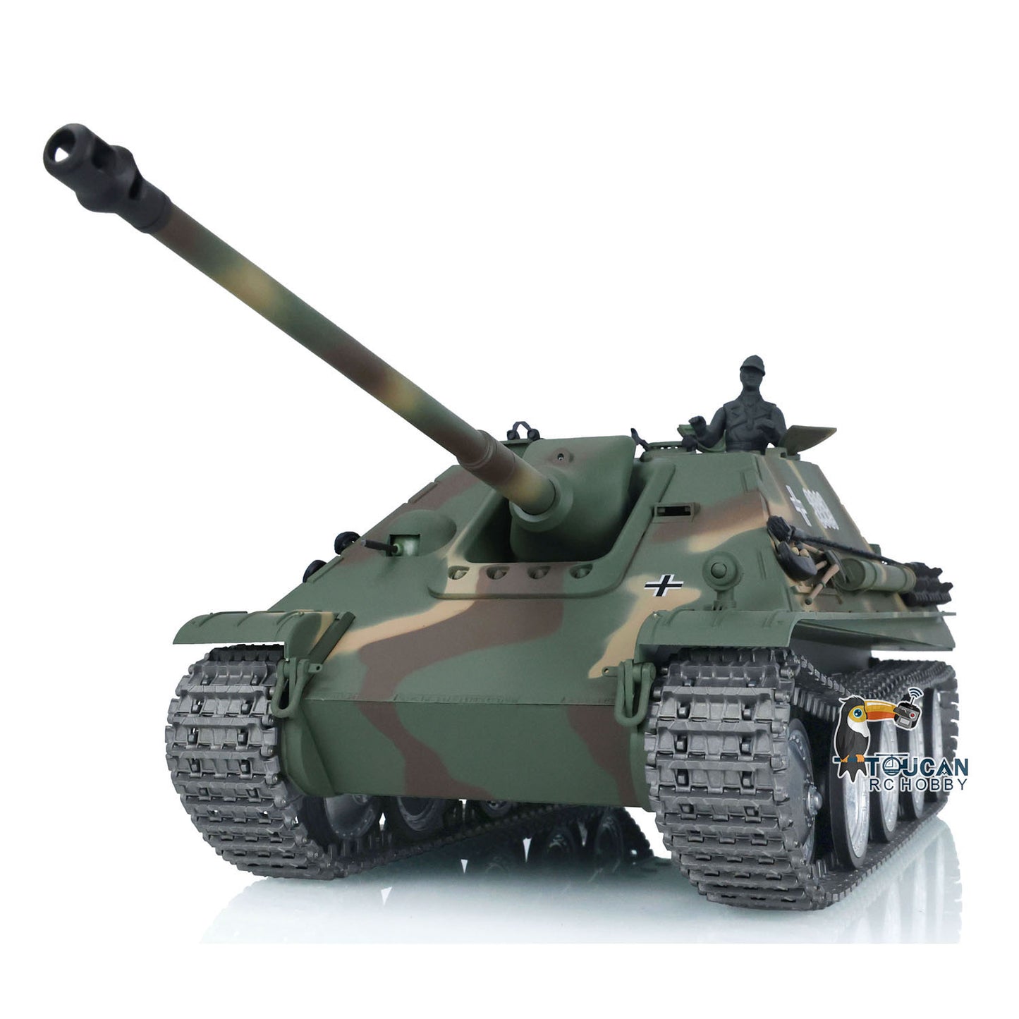 Henglong 1/16 TK7.0 Customized Radio Control Tank 3869 Jadpanther RTR RC Tank w/ Metal Road Wheel Tracks Idler Sprocket Wheel Smoking