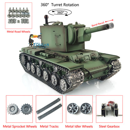 Henglong 1/16 7.0 Customized Gigant RTR RC Tank Model Soviet KV-2 3949 Metal Remote Control Track Optional Versions Infrared Combating