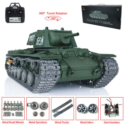 Henglong 1/16 TK7.0 RC Tank 3878 Customized Soviet KV-1 w/ 360 Degrees Rotating Turret Metal Tracks Road Wheels Tracks Sprocket Wheel