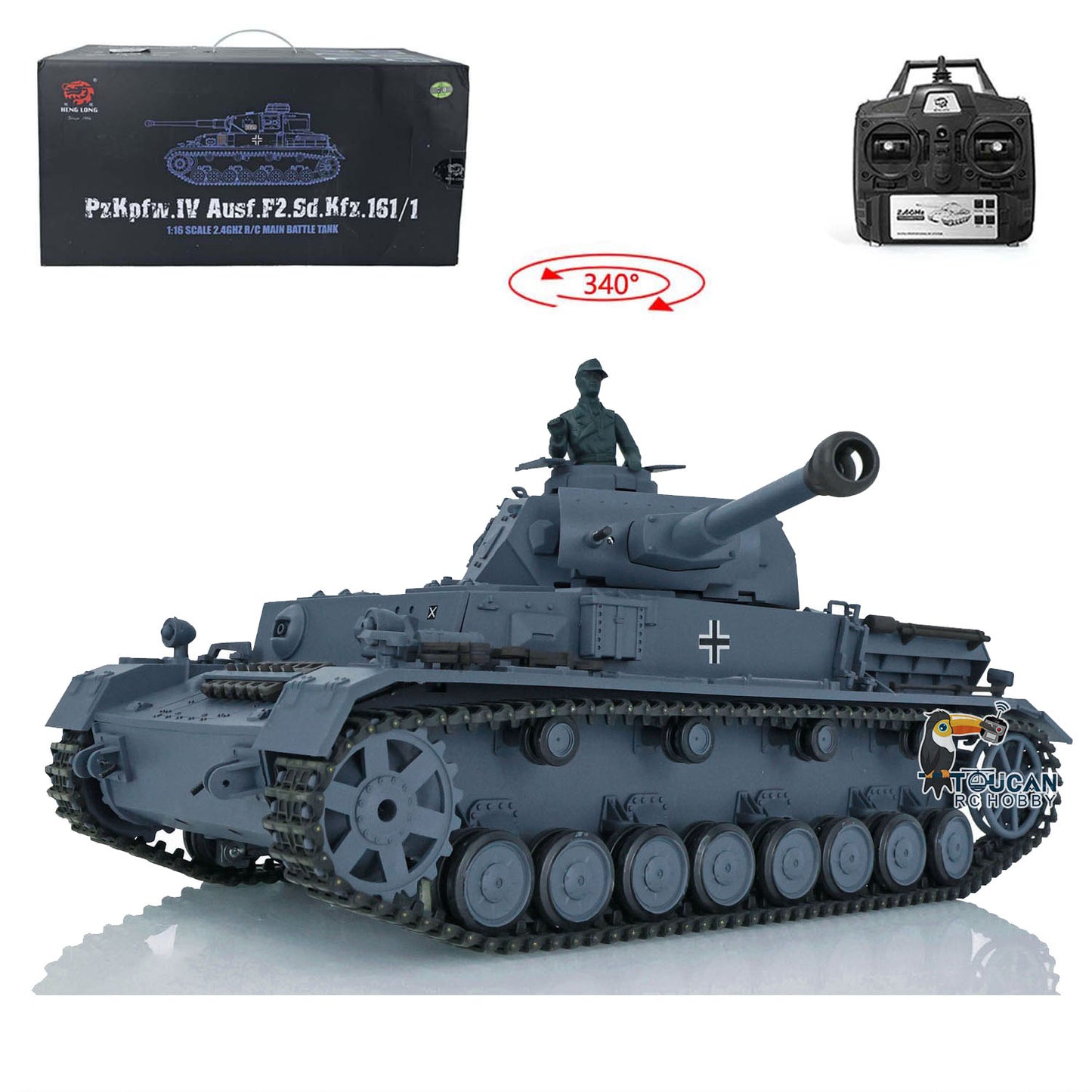 2.4G Henglong 1/16 RC Tank Model 3859 Plastic German Panzer IV F2 RTR 7.0 Tank Model w/ Smoking Gearbox BB Shooting Road Wheels Tracks