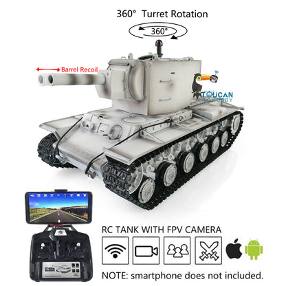 Henglong 1/16 Soviet KV-2 RTR RC Tank Model Gigant TK7.0 FPV 3949 360 Degrees Turret Steel Driving Gearbox Battery Transmitter