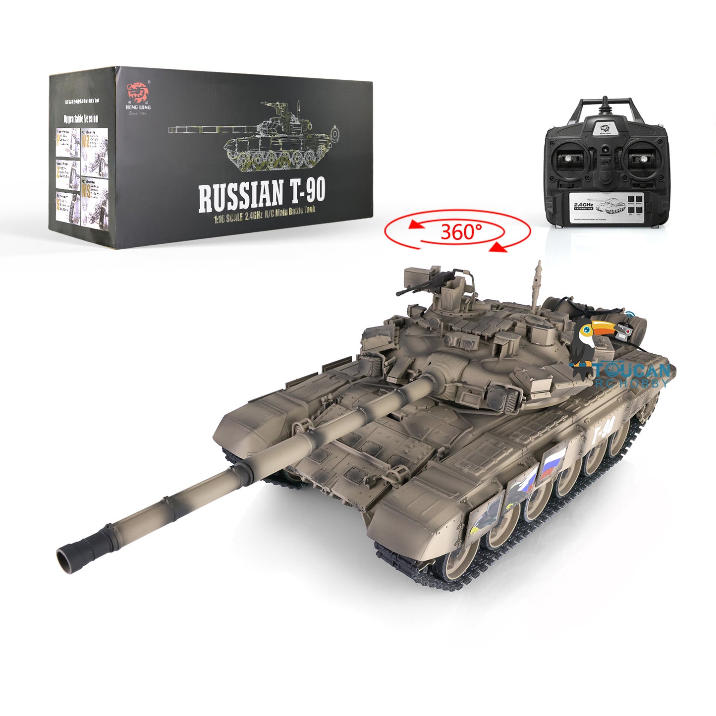 Henglong 2.4Ghz 1/16 7.0 Plastic Russian T90 RTR RC Tank 3938 W/ 360 Degrees Turret Radio System BB Shooting Unit IR Battle