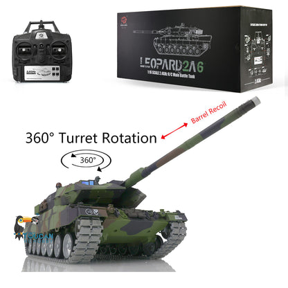 Heng Long Remote Control Tank Model 1/16 TK7.0 Leopard2A6 3889 Metal Track W/ Linkages Driving Gearbox 360 Rotating Turret