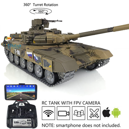 Henglong 7.0 Professional Edition Russian T90 1/16 RTR RC Tank 3938 Model 360 Degrees Turret Metal Tracks Wheels BB Shooting Unit