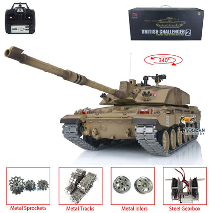 Henglong 1:16 7.0 2.4Ghz Upgrade Edition UK Challenger II RTR RC Tank Model 3908 BB Shooting Unit IR Metal Tracks Idlers Sprockets