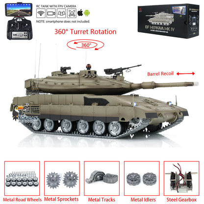 Heng Long Remote Control Tank 1/16 IDF Merkava MK IV Professional Edition Tanks First Person View Metal Driving System Boys Gifts