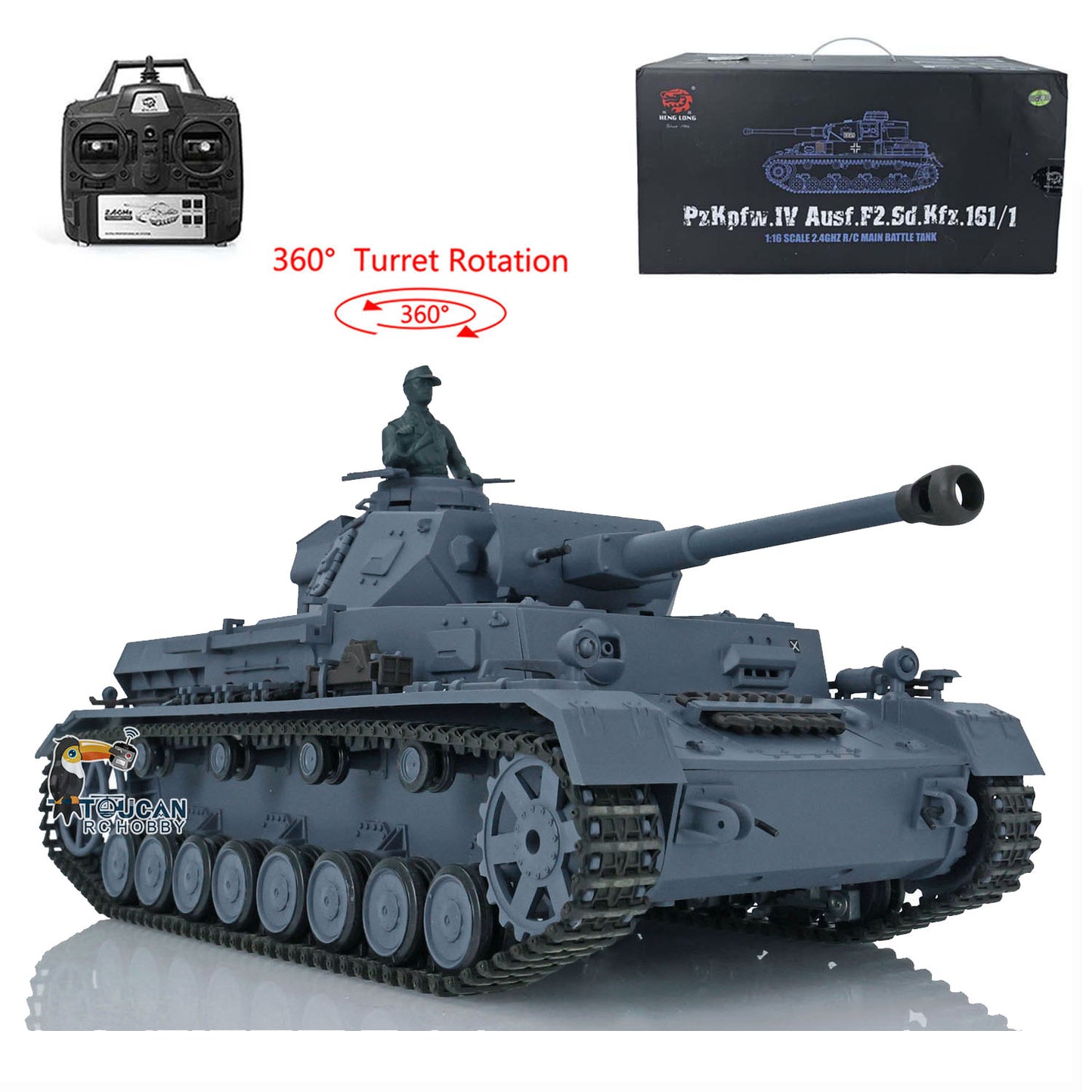 Henglong 1/16 TK7.0 Radio Control Tank Model 3859 RC Plastic German Panzer IV F2 w/ 360 Degrees Rotating Turret Infrared Battle System