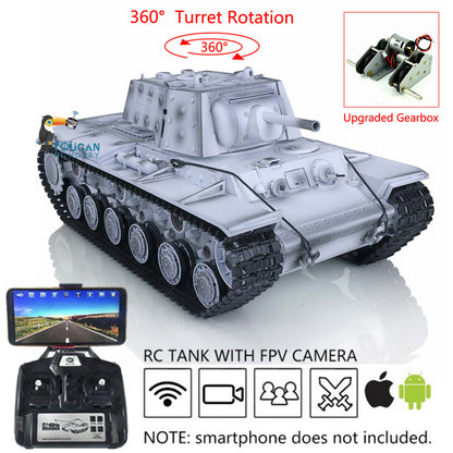 Henglong RC Tank Model 1/16 TK7.0 Plastic 3878 Soviet Union KV-1 w/ FPV 360 Degrees Rotating Turret BB Shooting Sound Effect 2.4Ghz