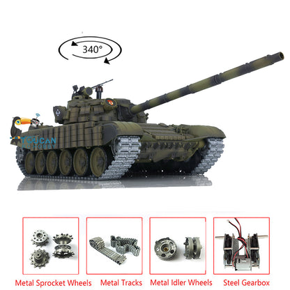 US Warehouse Henglong Radio Controlled Tank T72 1/16 Scale 7.0 Mainboard Metal Battle Electric Tank Tracked Vehicle W/ Battery Charger