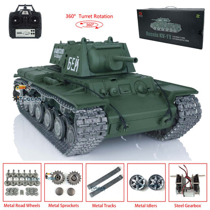 Henglong 1/16 TK7.0 RC Tank 3878 Customized Soviet KV-1 w/ 360 Degrees Rotating Turret Metal Tracks Road Wheels Tracks Sprocket Wheel