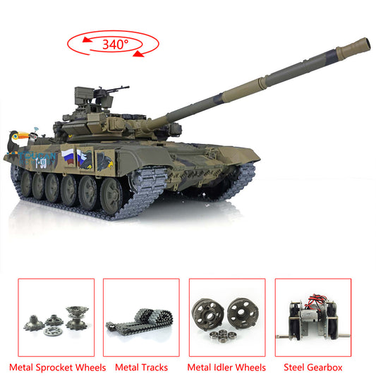 US Warehouse 2.4Ghz Henglong 1/16 Scale 7.0 Upgraded Russian T90 RTR RC Tank Model 3938 W/ Metal Tracks Idlers Sprockets