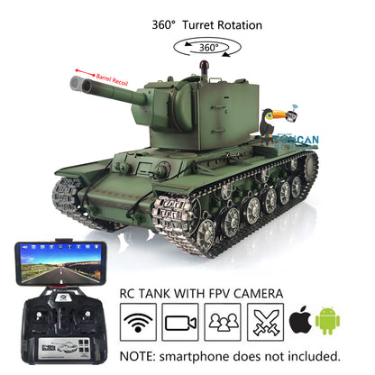 Henglong 1/16 7.0 Customized Gigant RTR RC Tank Model Soviet KV-2 3949 Metal Remote Control Track Optional Versions Infrared Combating