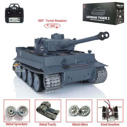 Henglong 1/16 Upgraded German Tank 3818 Radio Control Tiger I RC Tank TK7.0 W/ 360 Degrees Rotating Turret Metal Idler Sprocket