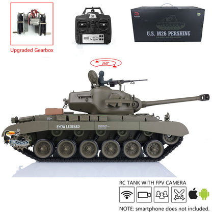 Henglong 1/16 Plastic RC Tank Model 7.0 USA M26 Pershing 3838 w/ 360 Degrees Rotating Turret Steel Gearbox Barrel Recoil FPV w/ Holder