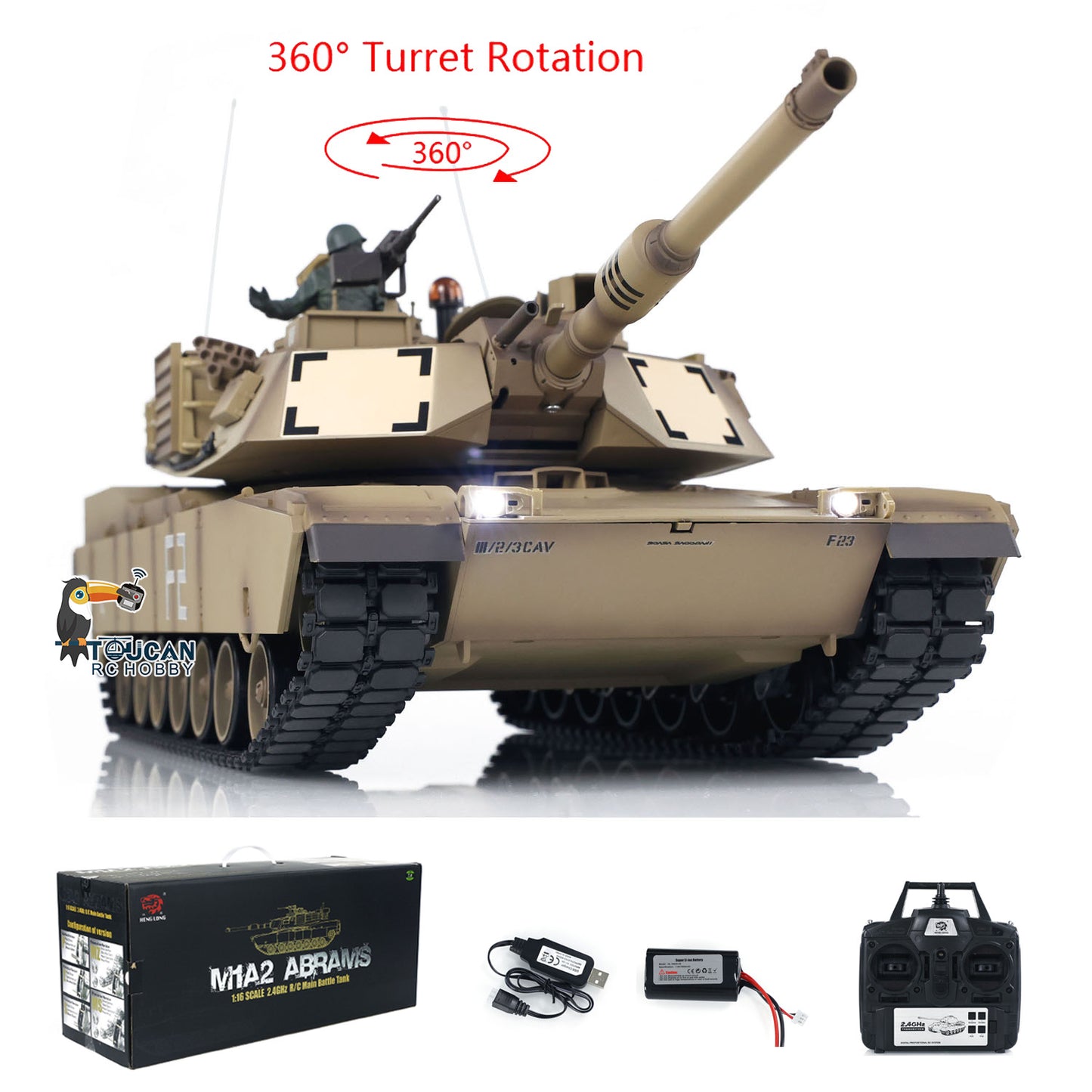 1/16 7.0 2.4Ghz Henglong Plastic M1A2 Abrams RTR RC Tank 3918 With 360 Degrees Rotation Turret Motherboard Speaker IR Airsoft