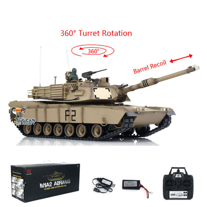 Henglong 1:16 7.0 USA M1A2 Abrams RC Battle Tank 3918 RTR Model 360 Degrees Turret Barrel Recoil Plastic Upper Hull Tracks Wheels