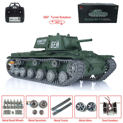 Henglong 1/16 TK7.0 RC Tank 3878 Customized Soviet KV-1 w/ 360 Degrees Rotating Turret Metal Tracks Road Wheels Tracks Sprocket Wheel