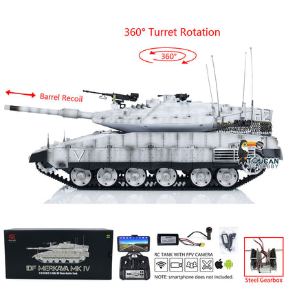 Henglong 3958 1/16 Infrared Battle RC Tanks IDF Merkava MK IV Standard Edition FPV Camera Barrel Lifting Recoil Steel Drive Gearbox