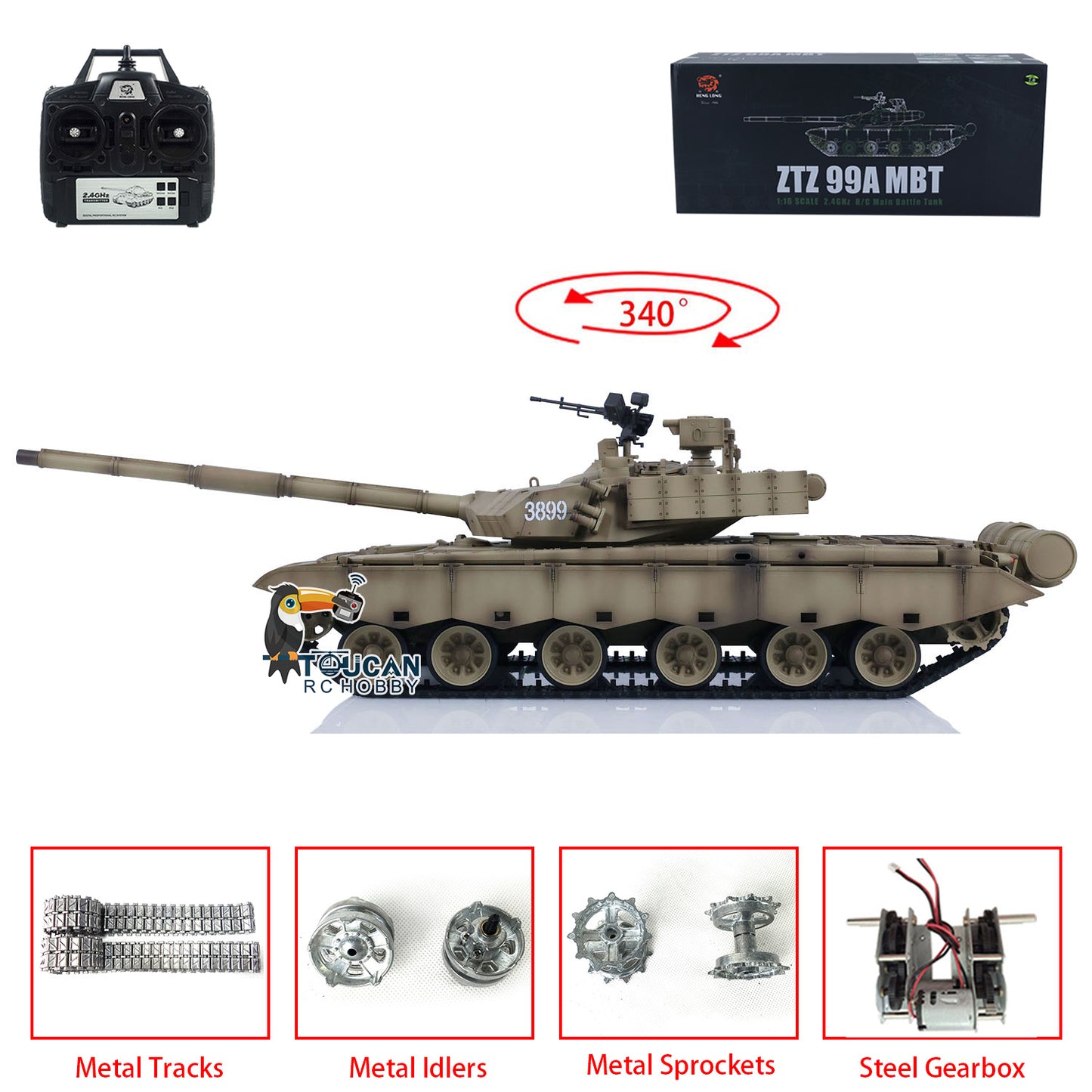 Henglong 1/16 FPV 7.0 Chinese 99A RC Tank Model 3899A 360 Turret Steel Gearbox Radio Controlled Military Vehicle Hobby DIY Toy Car